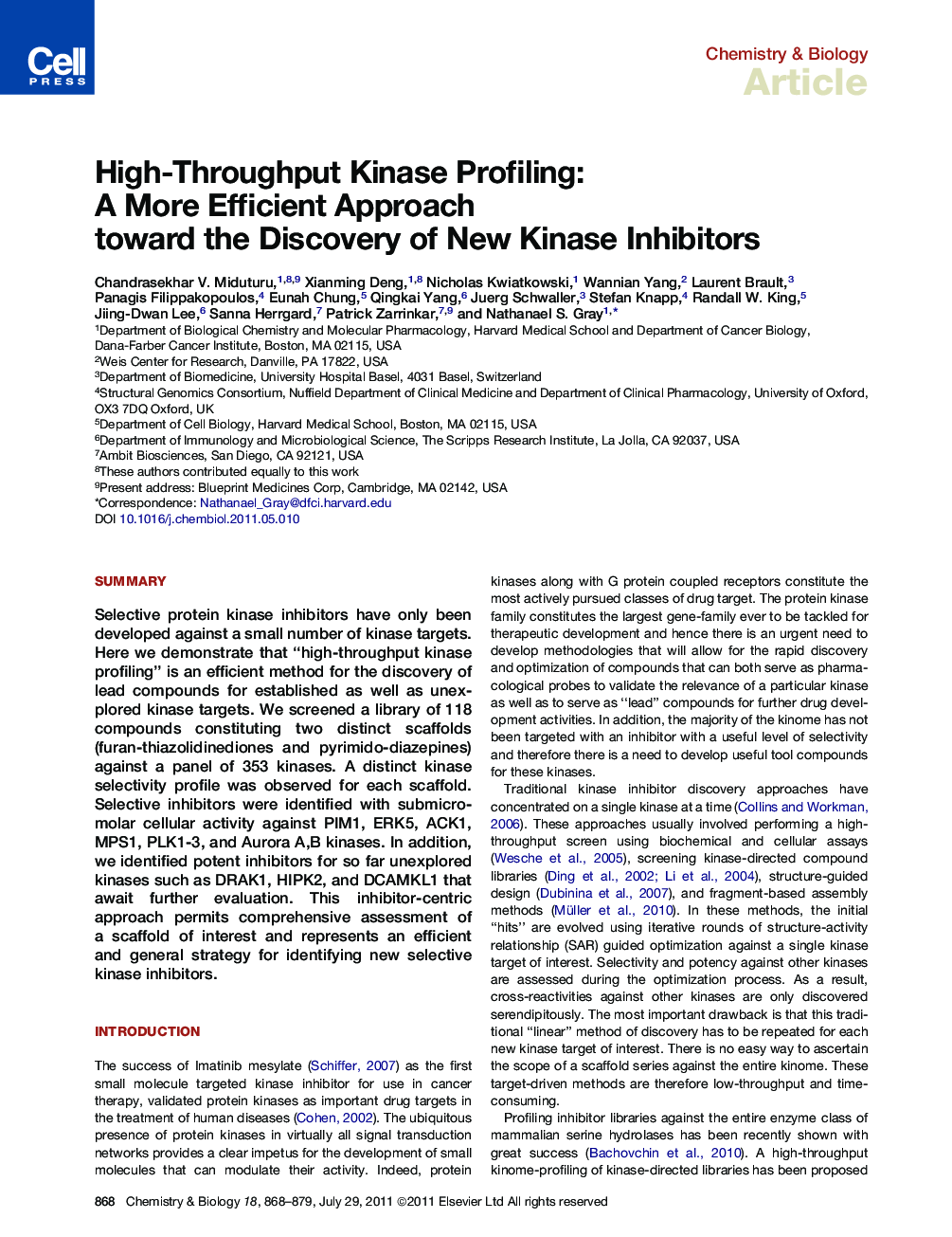 High-Throughput Kinase Profiling: A More Efficient Approach toward the Discovery of New Kinase Inhibitors