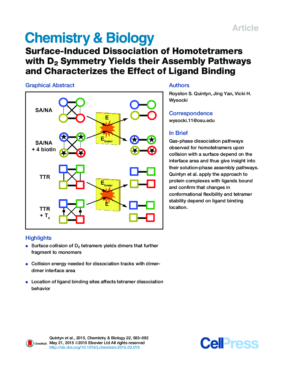 Surface-Induced Dissociation of Homotetramers with D2 Symmetry Yields their Assembly Pathways and Characterizes the Effect of Ligand Binding