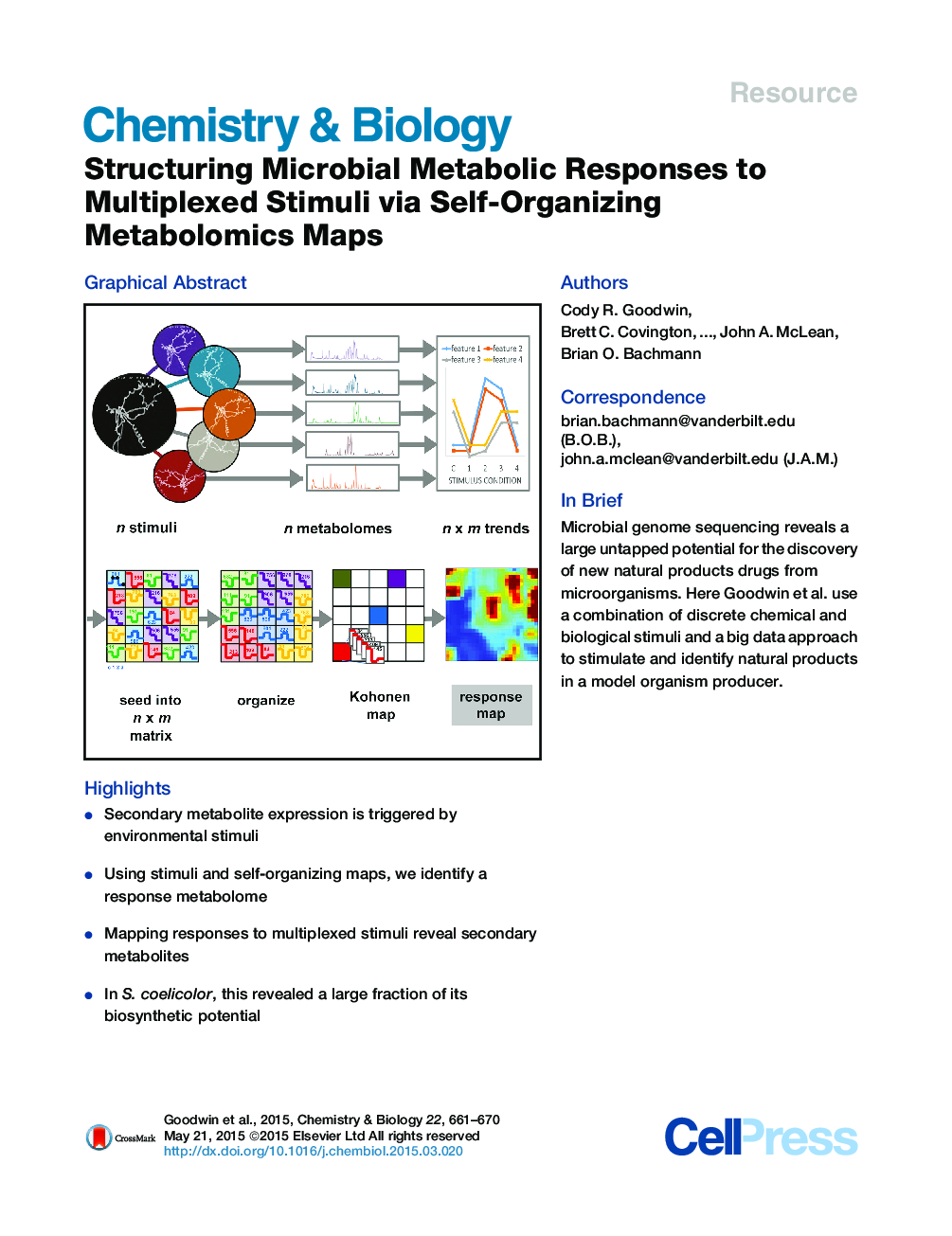 ساختار پاسخ های متابولیک میکروبی به محرک های چندگانه با استفاده از نقشه های خود متشکل از متابولومیک 