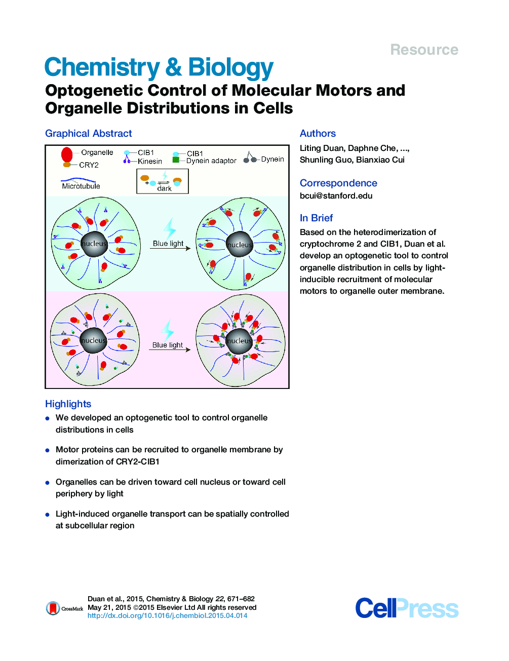 Optogenetic Control of Molecular Motors and Organelle Distributions in Cells