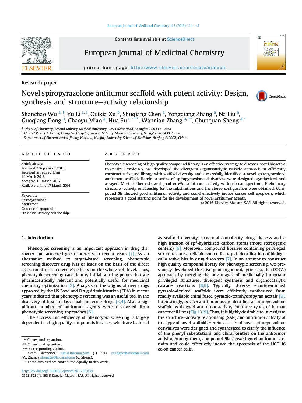 داربست ضد اسپرمی اسپیرپروپرایازولون با فعالیت شدید: رابطه فعالیت، طراحی، ترکیب و ساختار 