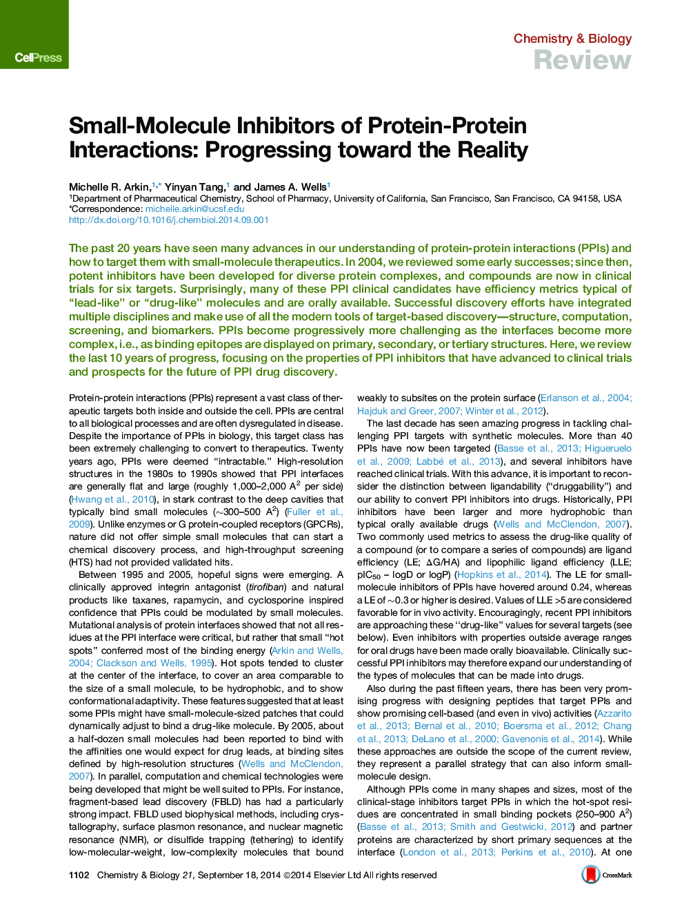 مهار کننده های کوچک مولکول های متابولیسم پروتئین: پیشرفت به سوی واقعیت 
