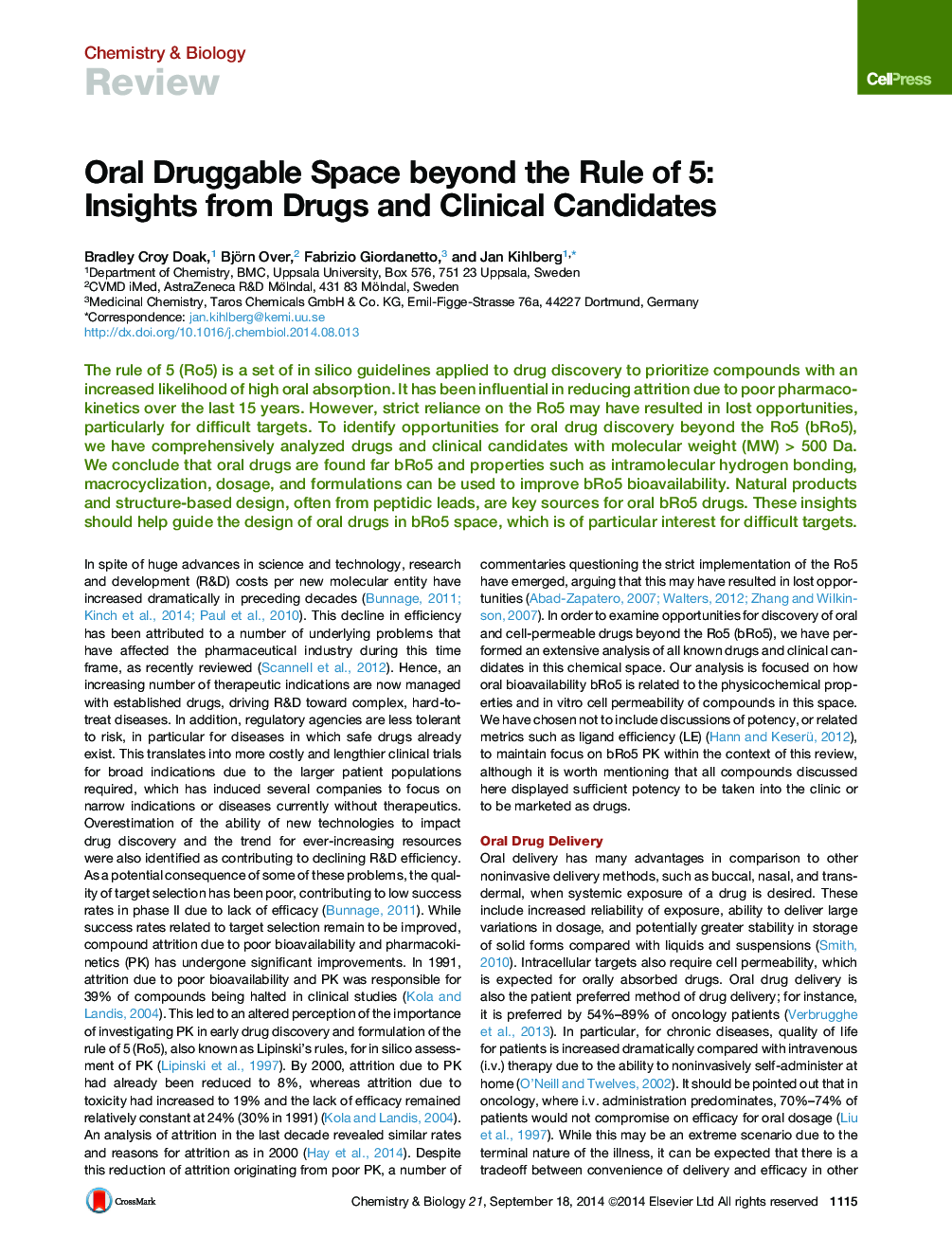 Oral Druggable Space beyond the Rule of 5: Insights from Drugs and Clinical Candidates