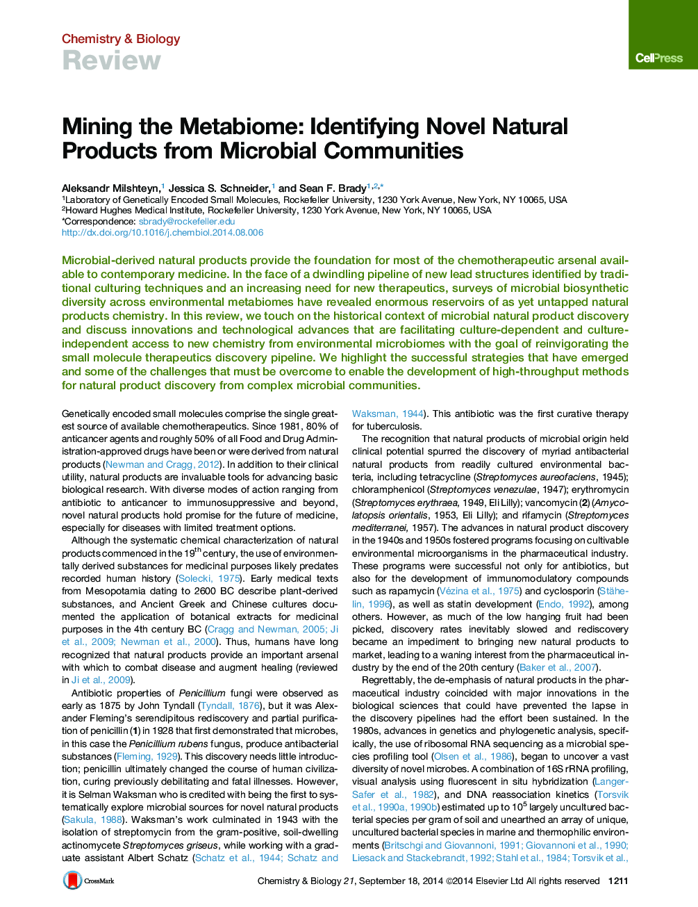 Mining the Metabiome: Identifying Novel Natural Products from Microbial Communities