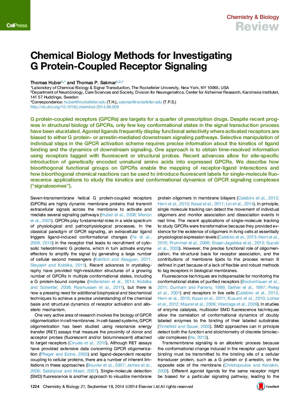 Chemical Biology Methods for Investigating G Protein-Coupled Receptor Signaling