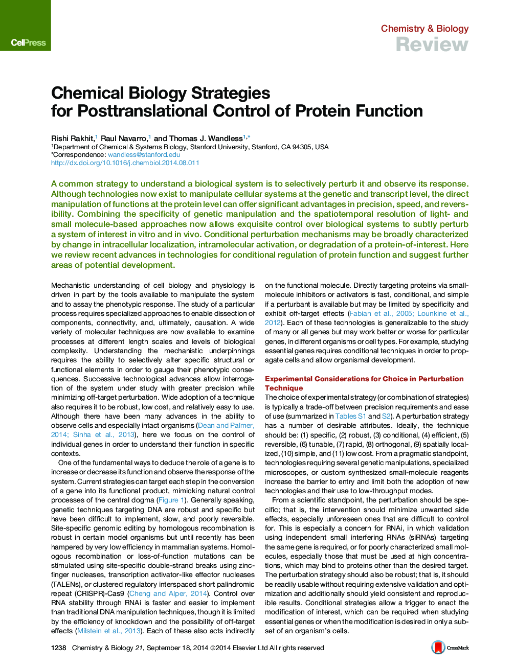 استراتژی های زیست شناسی شیمیایی برای کنترل پست ترانزیتی عملکرد پروتئین 