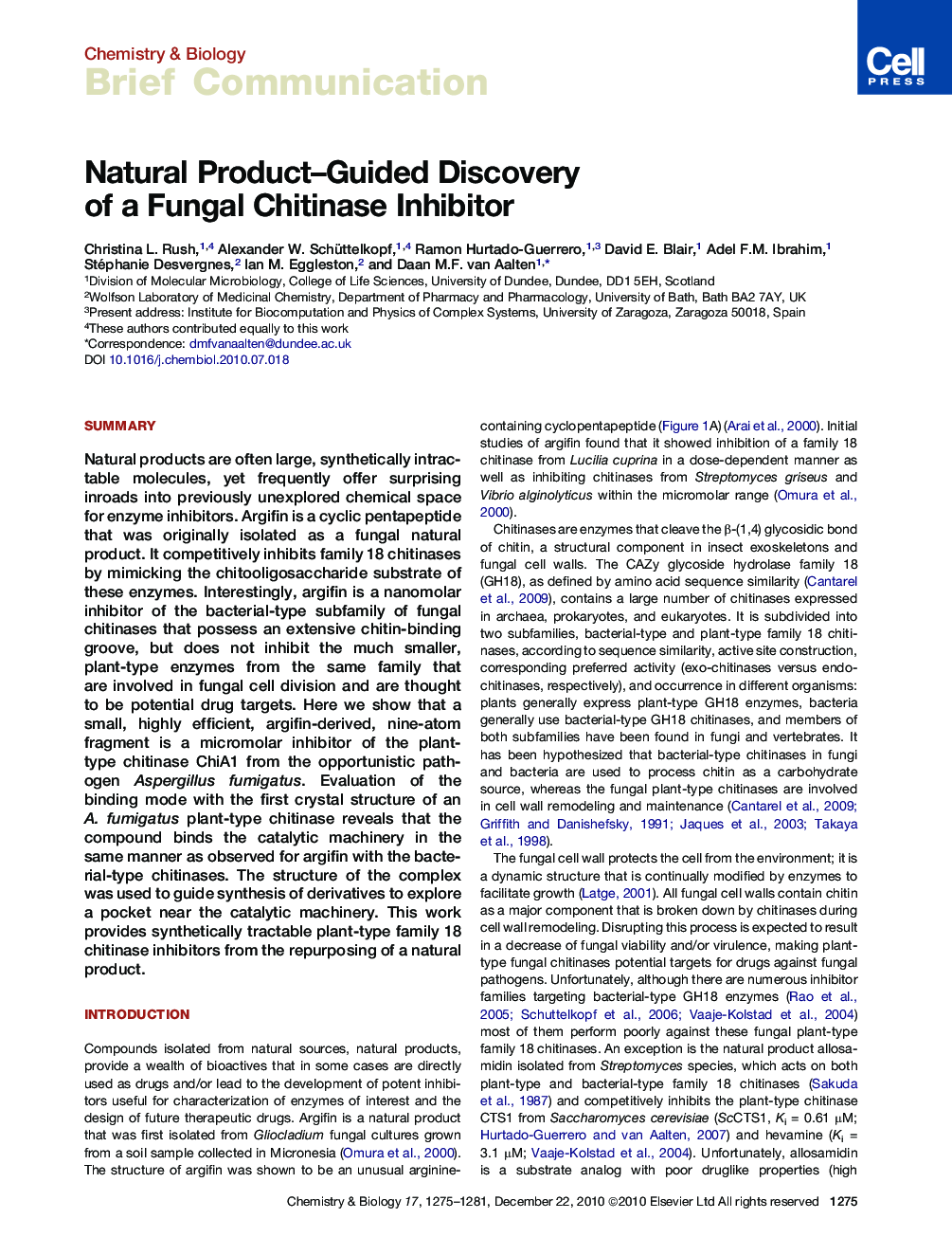 Natural Product–Guided Discovery of a Fungal Chitinase Inhibitor
