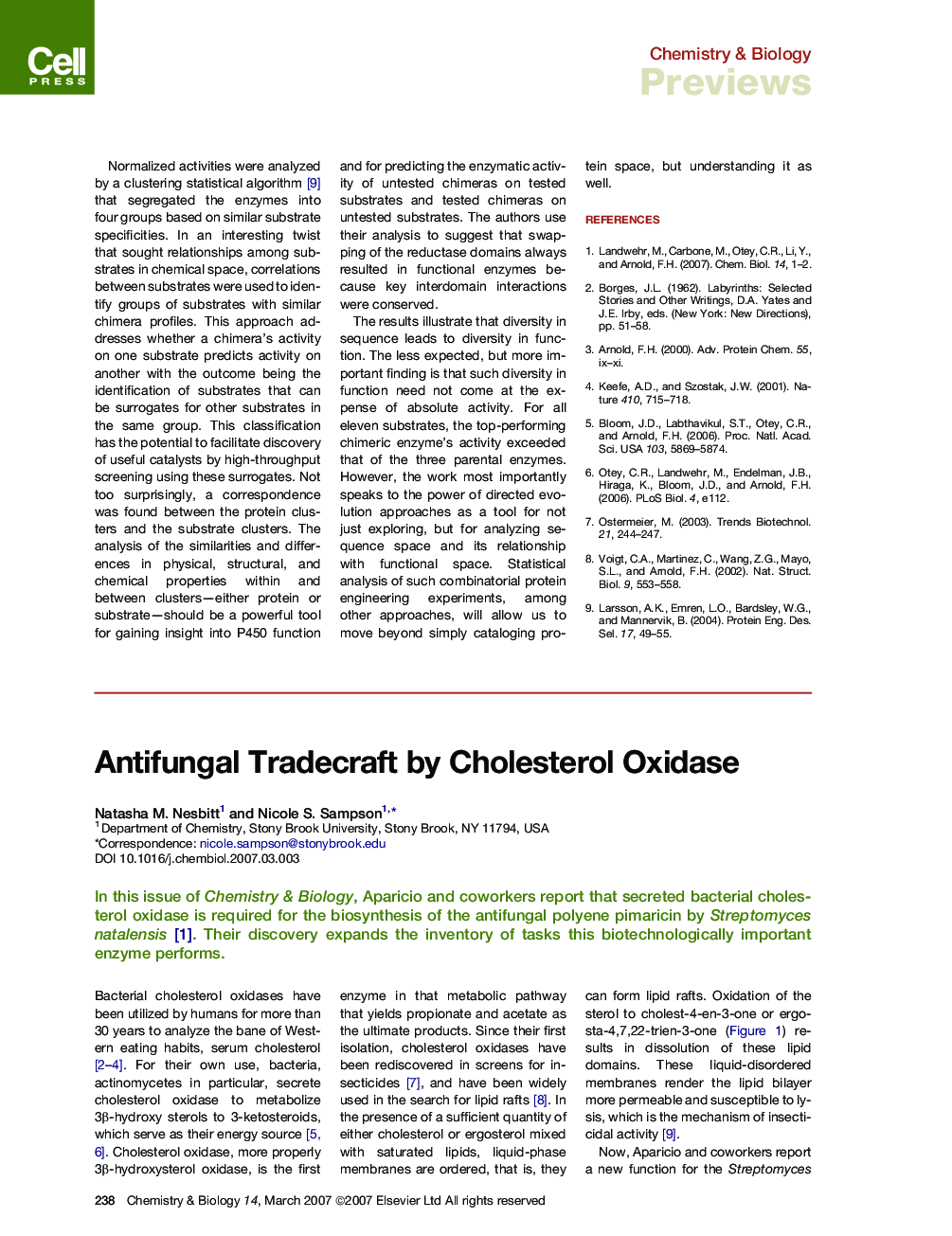 Antifungal Tradecraft by Cholesterol Oxidase