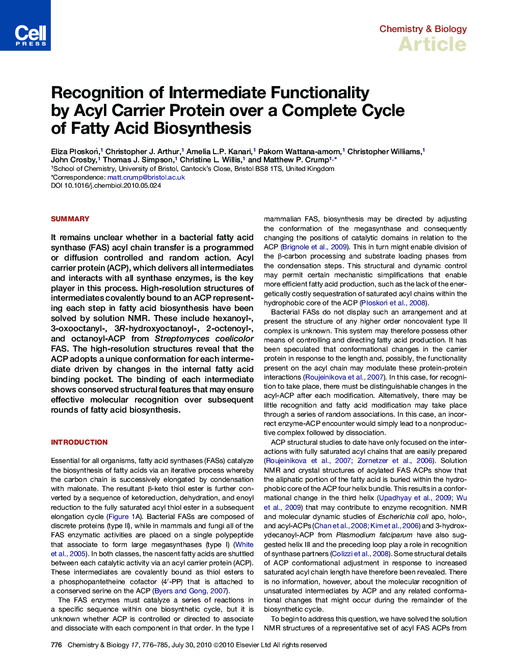 Recognition of Intermediate Functionality by Acyl Carrier Protein over a Complete Cycle of Fatty Acid Biosynthesis