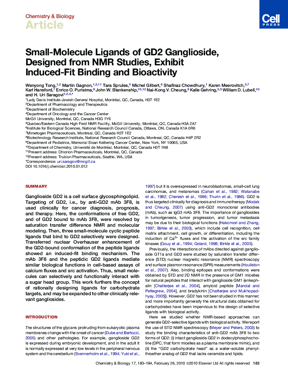 Small-Molecule Ligands of GD2 Ganglioside, Designed from NMR Studies, Exhibit Induced-Fit Binding and Bioactivity