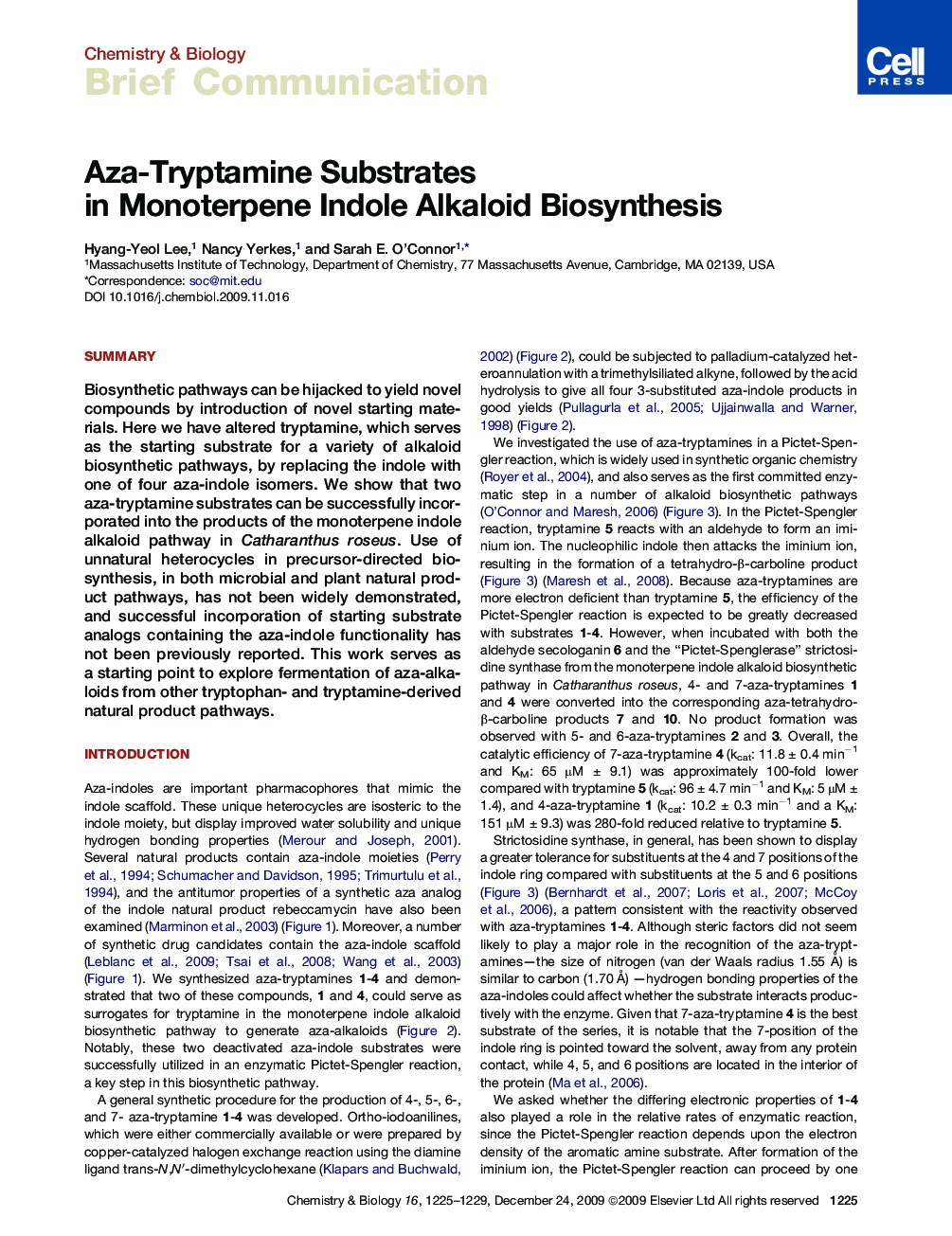 Aza-Tryptamine Substrates in Monoterpene Indole Alkaloid Biosynthesis