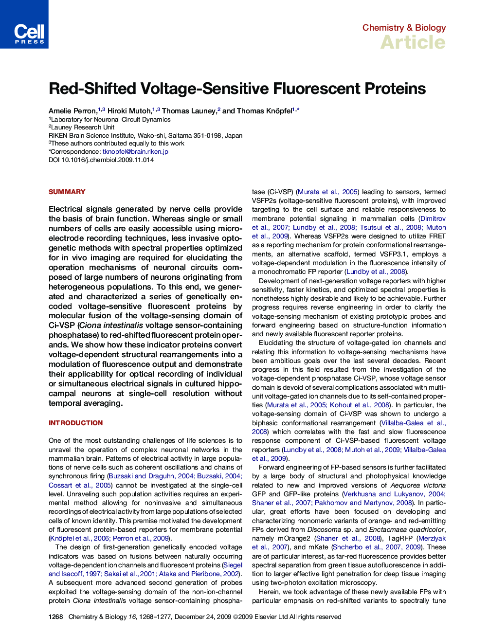 Red-Shifted Voltage-Sensitive Fluorescent Proteins