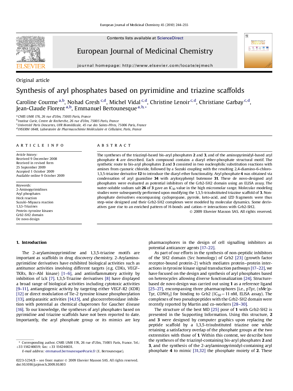 Synthesis of aryl phosphates based on pyrimidine and triazine scaffolds