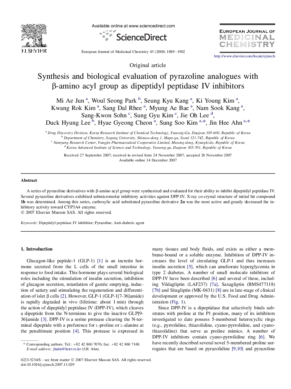 Synthesis and biological evaluation of pyrazoline analogues with β-amino acyl group as dipeptidyl peptidase IV inhibitors