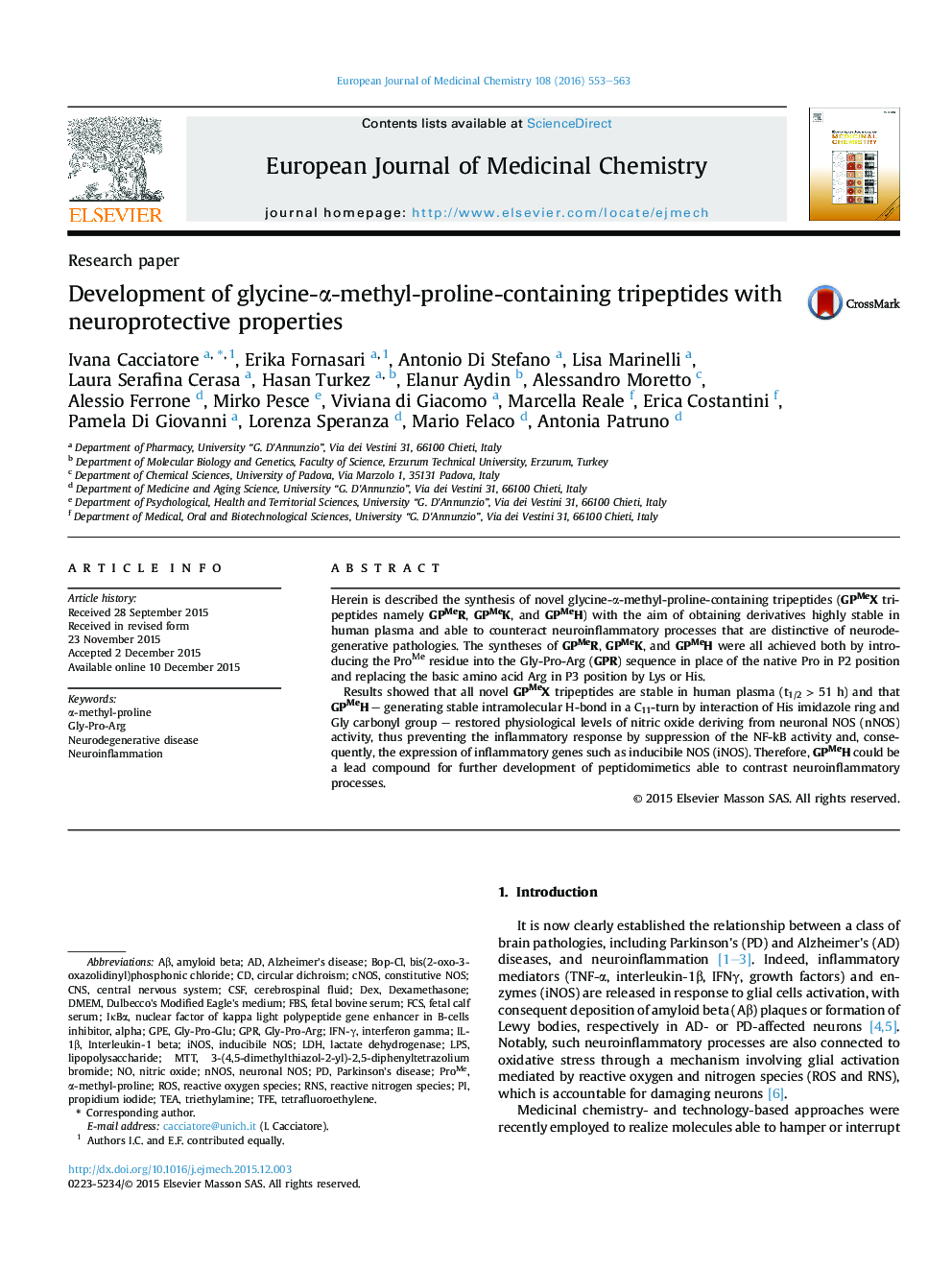 Development of glycine-α-methyl-proline-containing tripeptides with neuroprotective properties