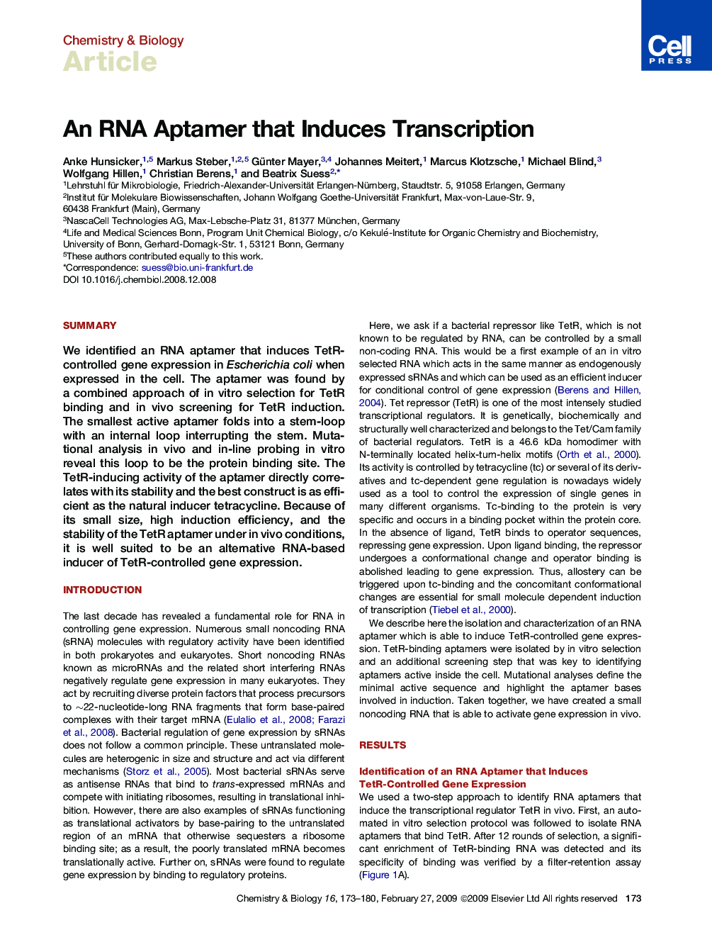 An RNA Aptamer that Induces Transcription