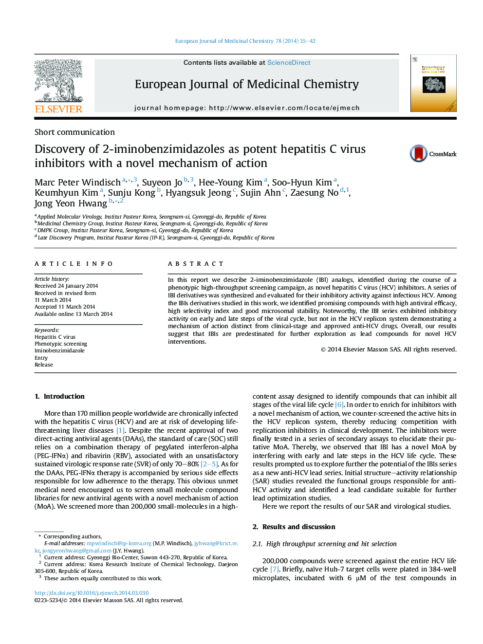 Discovery of 2-iminobenzimidazoles as potent hepatitis C virus inhibitors with a novel mechanism of action