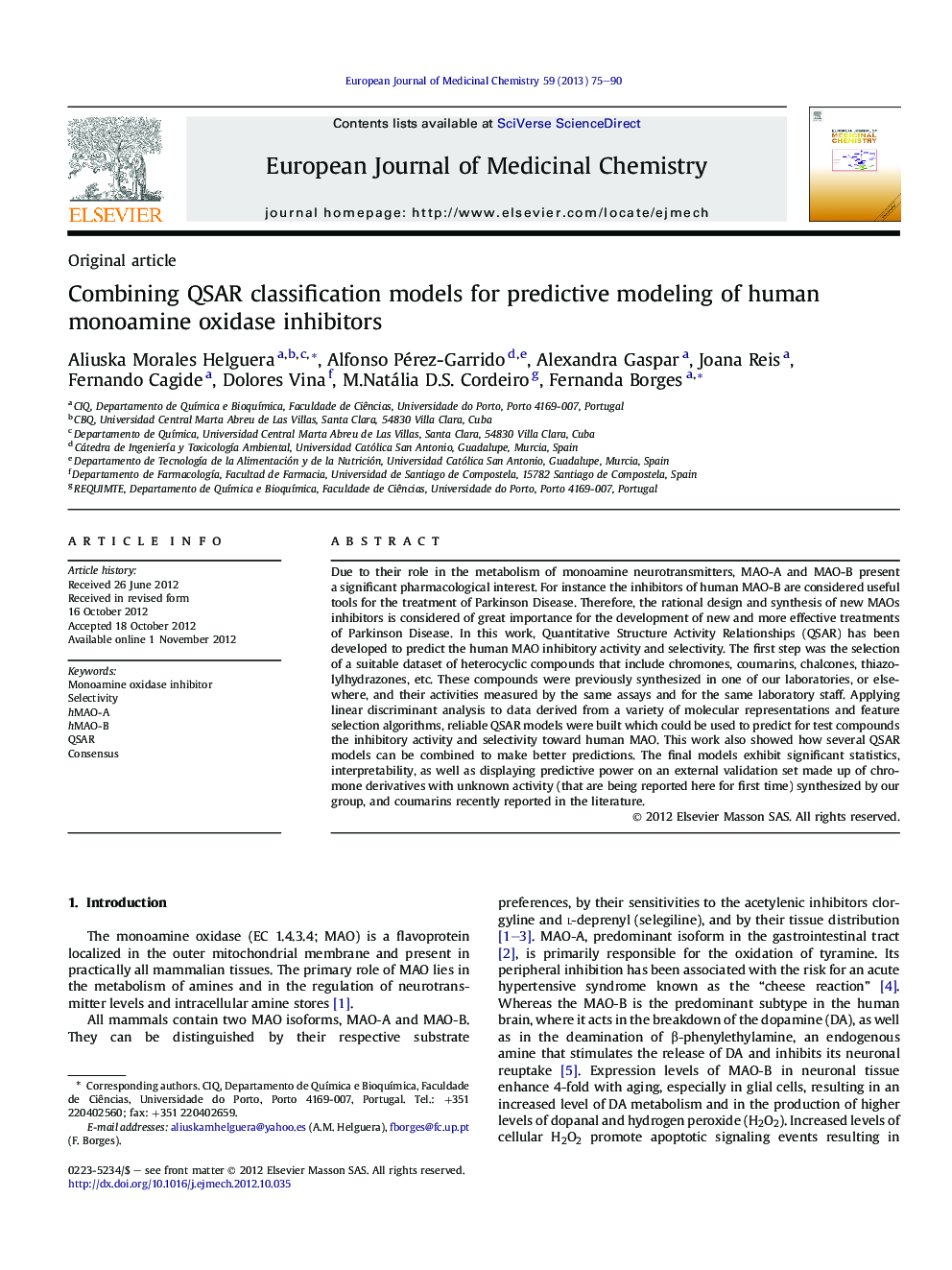 Combining QSAR classification models for predictive modeling of human monoamine oxidase inhibitors