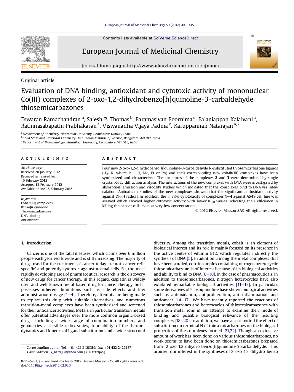 Evaluation of DNA binding, antioxidant and cytotoxic activity of mononuclear Co(III) complexes of 2-oxo-1,2-dihydrobenzo[h]quinoline-3-carbaldehyde thiosemicarbazones