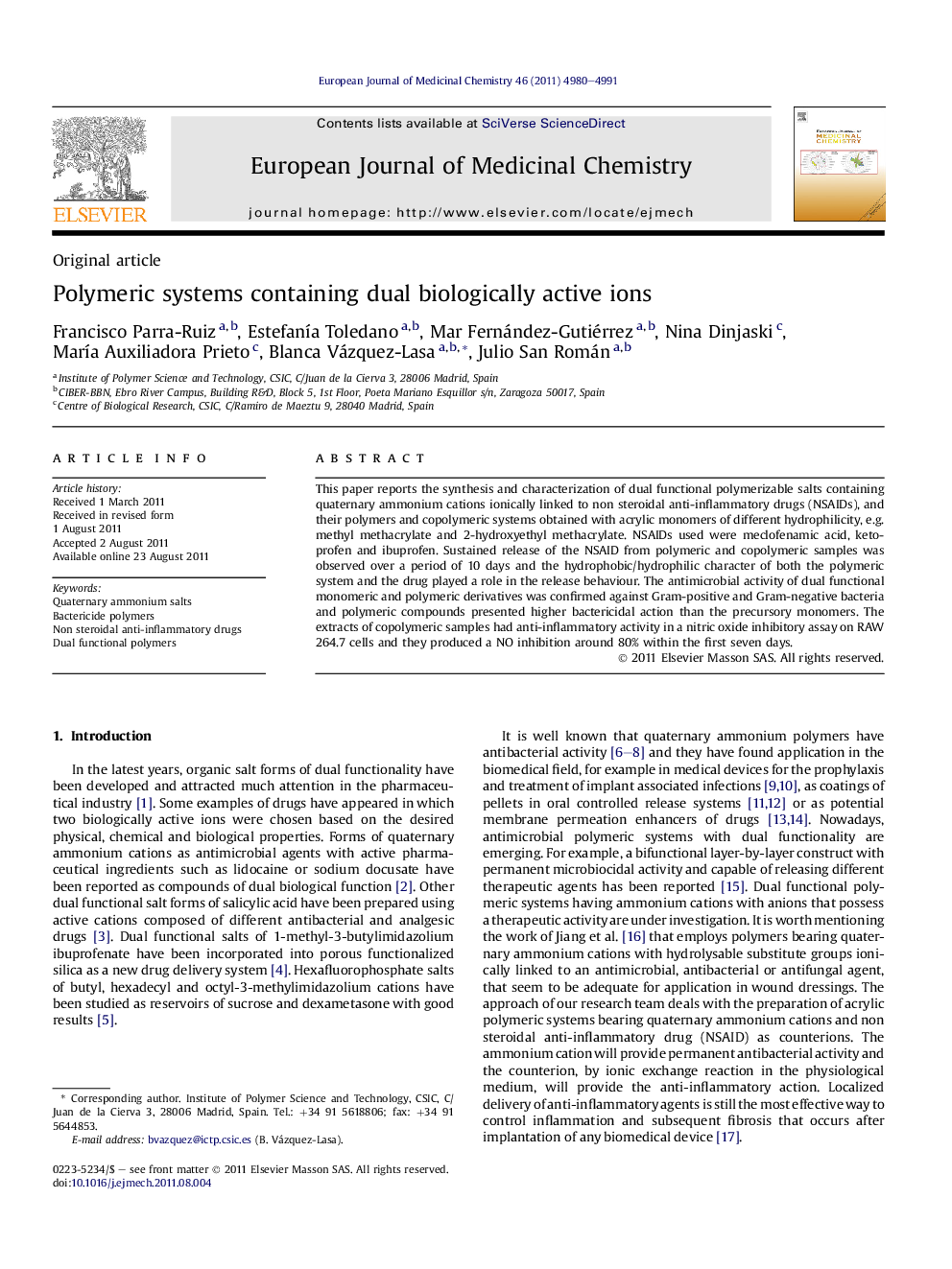 Polymeric systems containing dual biologically active ions