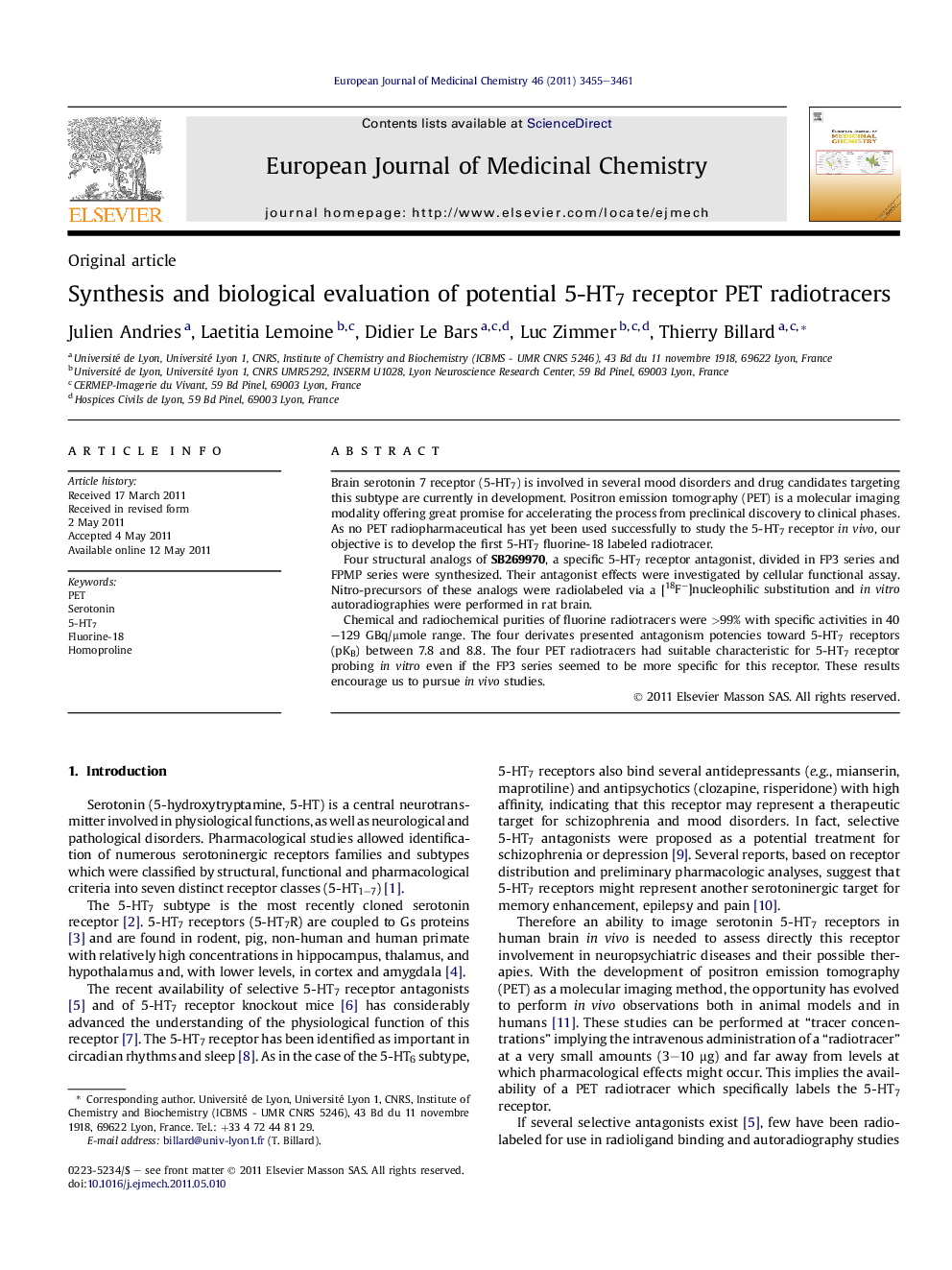 Synthesis and biological evaluation of potential 5-HT7 receptor PET radiotracers