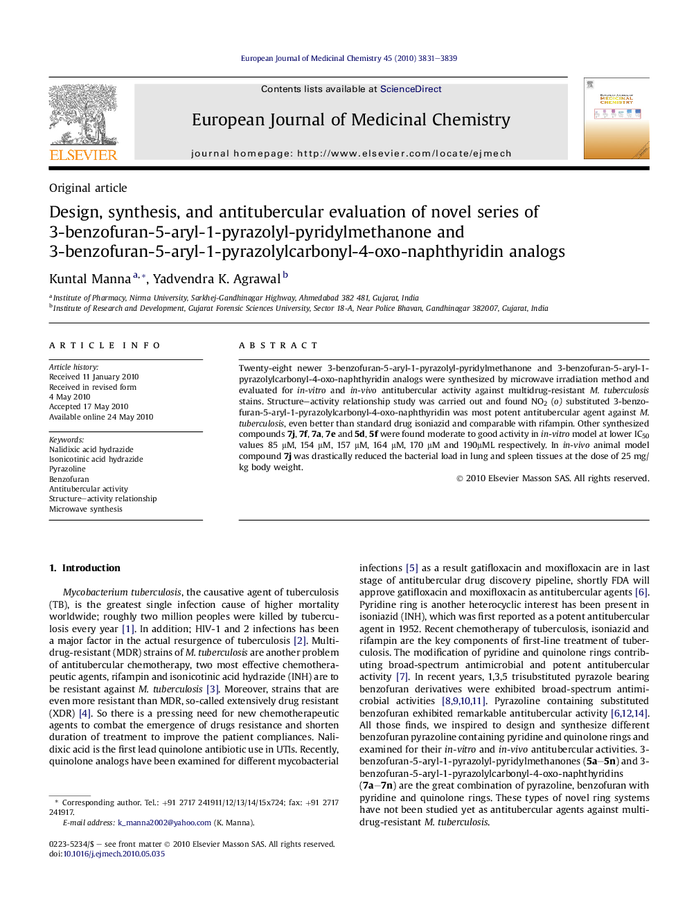 Design, synthesis, and antitubercular evaluation of novel series of 3-benzofuran-5-aryl-1-pyrazolyl-pyridylmethanone and 3-benzofuran-5-aryl-1-pyrazolylcarbonyl-4-oxo-naphthyridin analogs