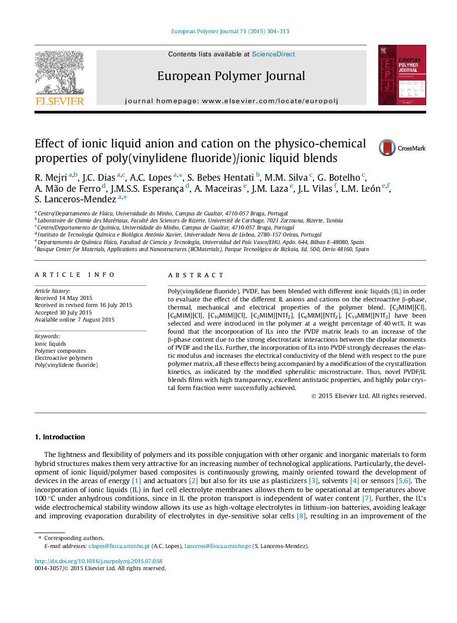 Effect of ionic liquid anion and cation on the physico-chemical properties of poly(vinylidene fluoride)/ionic liquid blends