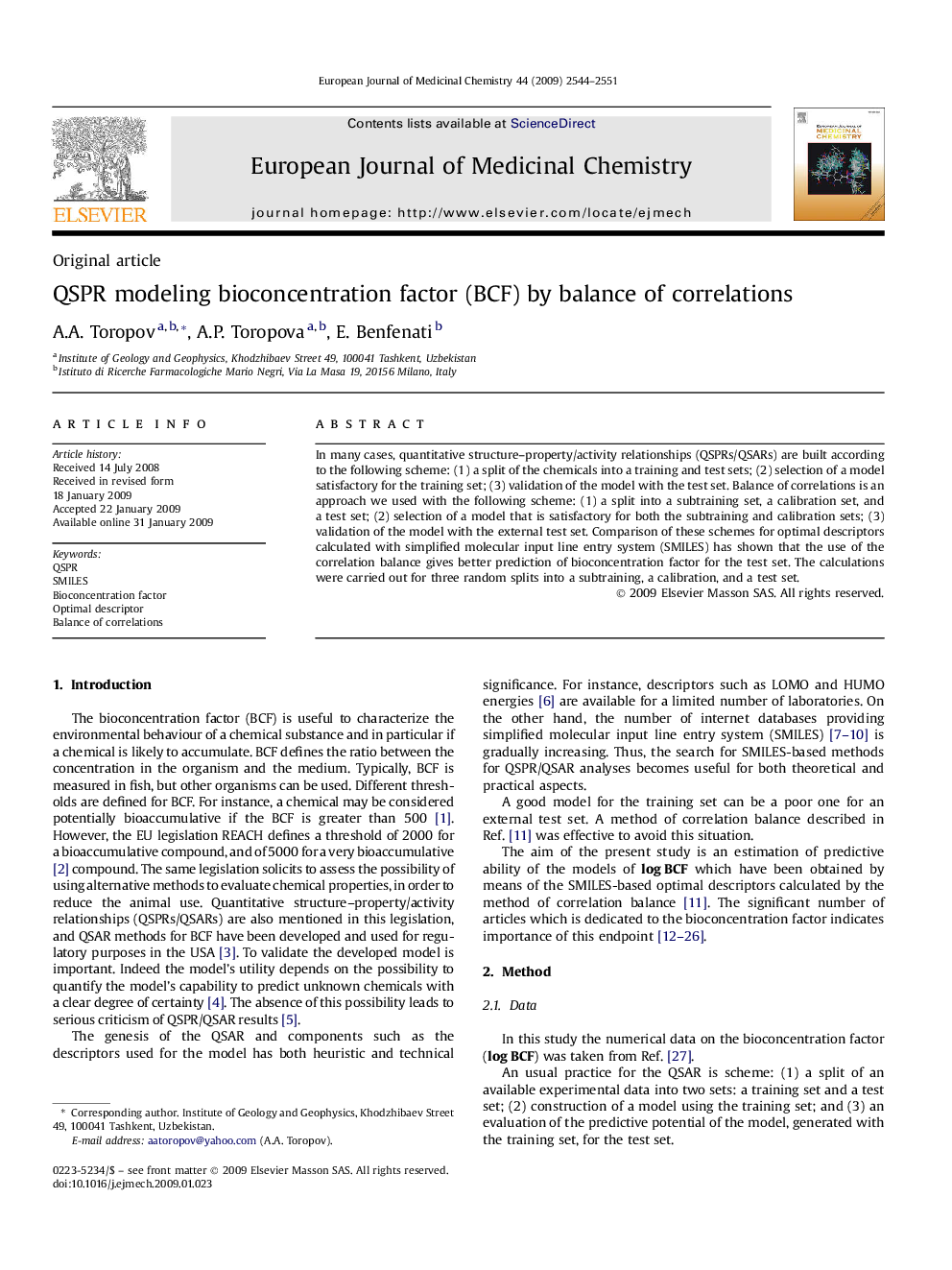 QSPR modeling bioconcentration factor (BCF) by balance of correlations