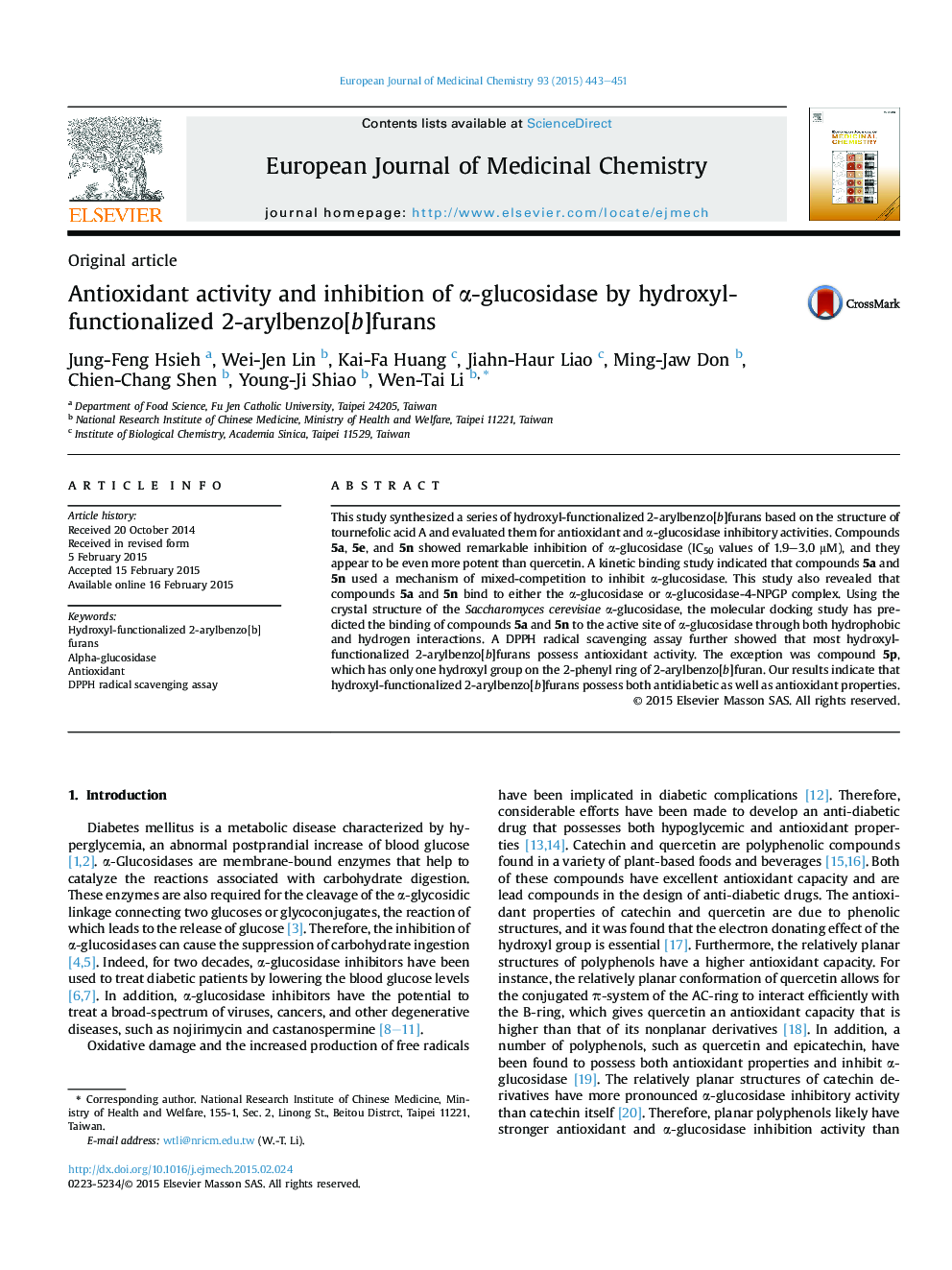 Antioxidant activity and inhibition of α-glucosidase by hydroxyl-functionalized 2-arylbenzo[b]furans