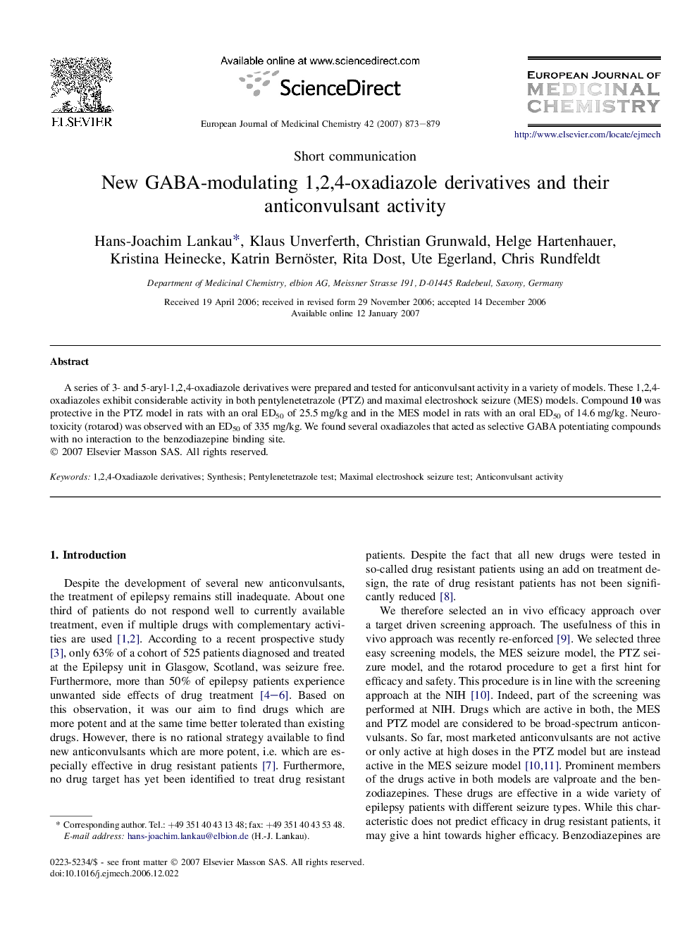 New GABA-modulating 1,2,4-oxadiazole derivatives and their anticonvulsant activity