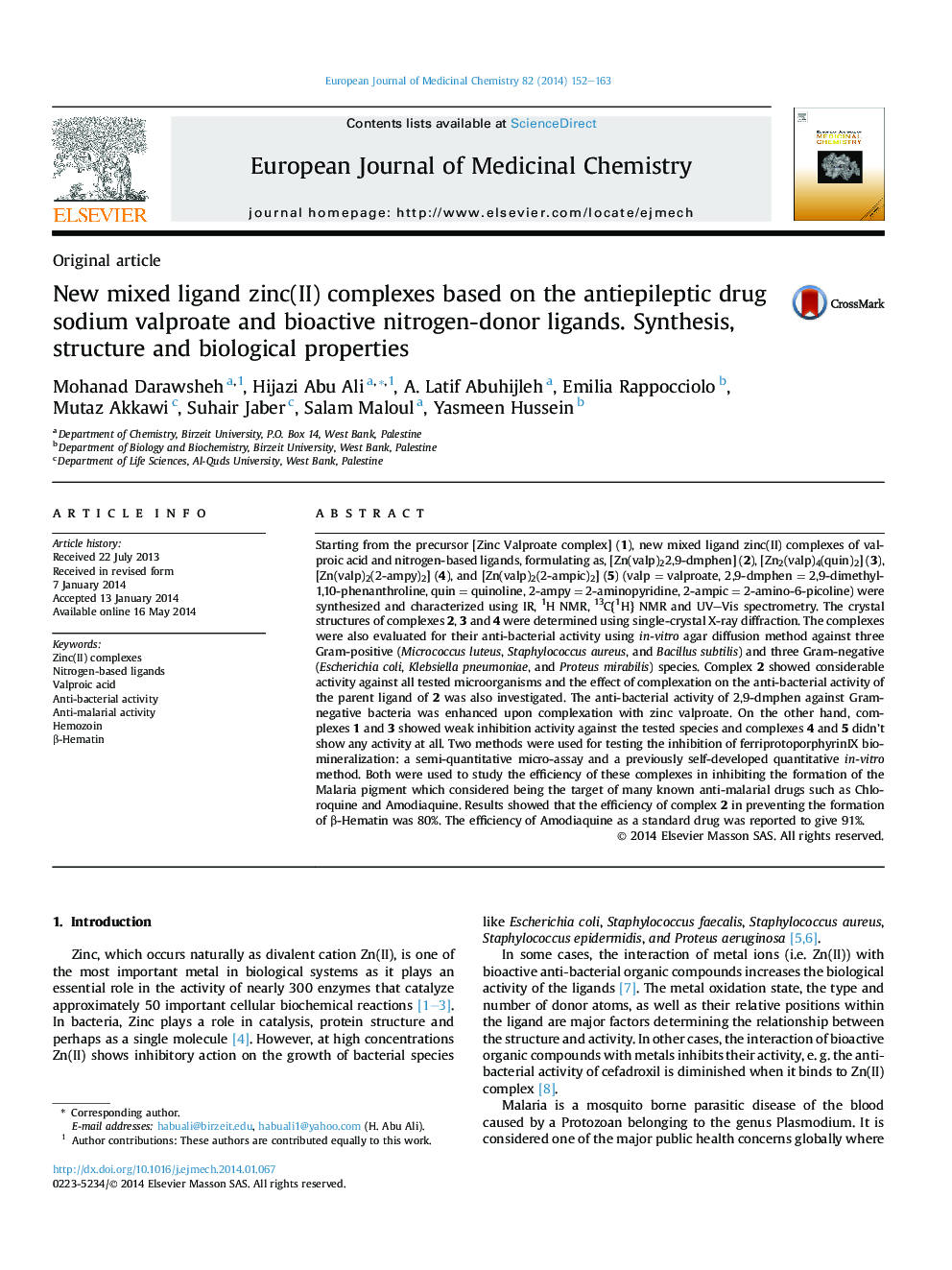 New mixed ligand zinc(II) complexes based on the antiepileptic drug sodium valproate and bioactive nitrogen-donor ligands. Synthesis, structure and biological properties