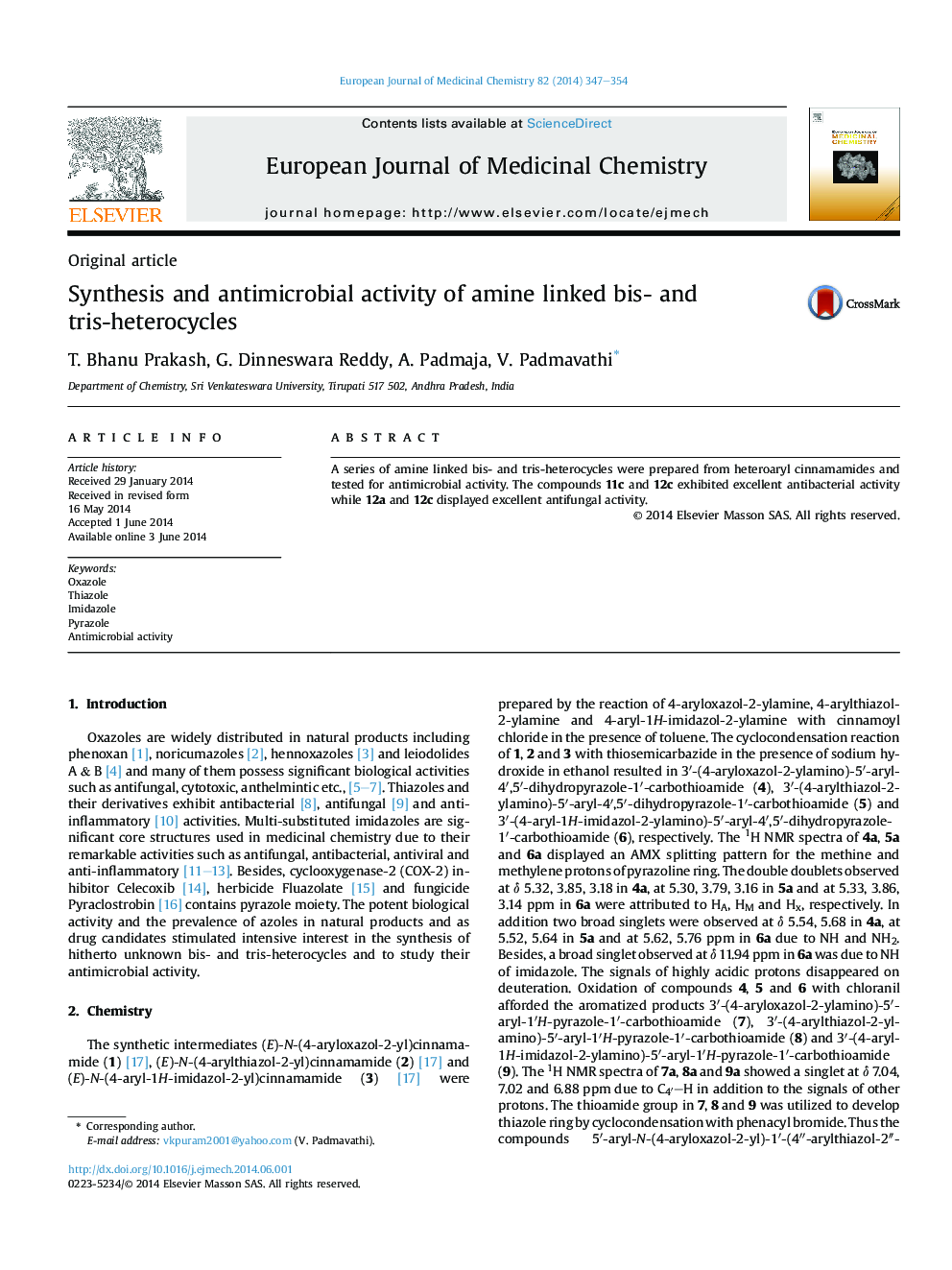 Synthesis and antimicrobial activity of amine linked bis- and tris-heterocycles