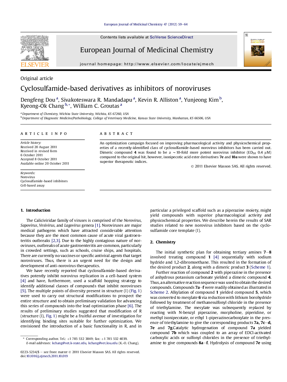 Cyclosulfamide-based derivatives as inhibitors of noroviruses