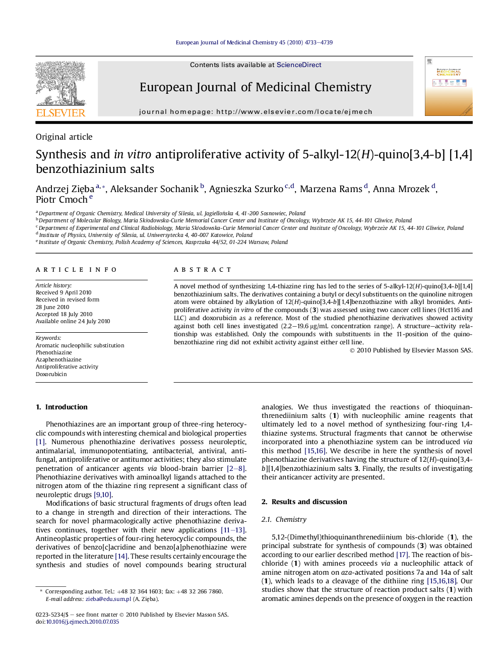 Synthesis and in vitro antiproliferative activity of 5-alkyl-12(H)-quino[3,4-b] [1,4]benzothiazinium salts