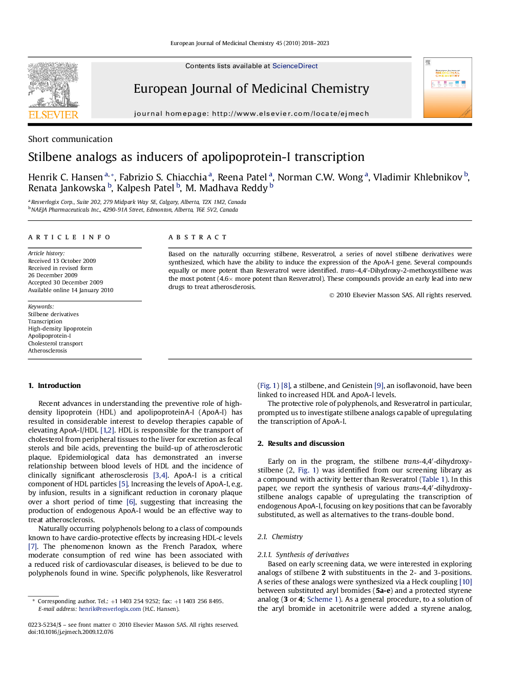 Stilbene analogs as inducers of apolipoprotein-I transcription