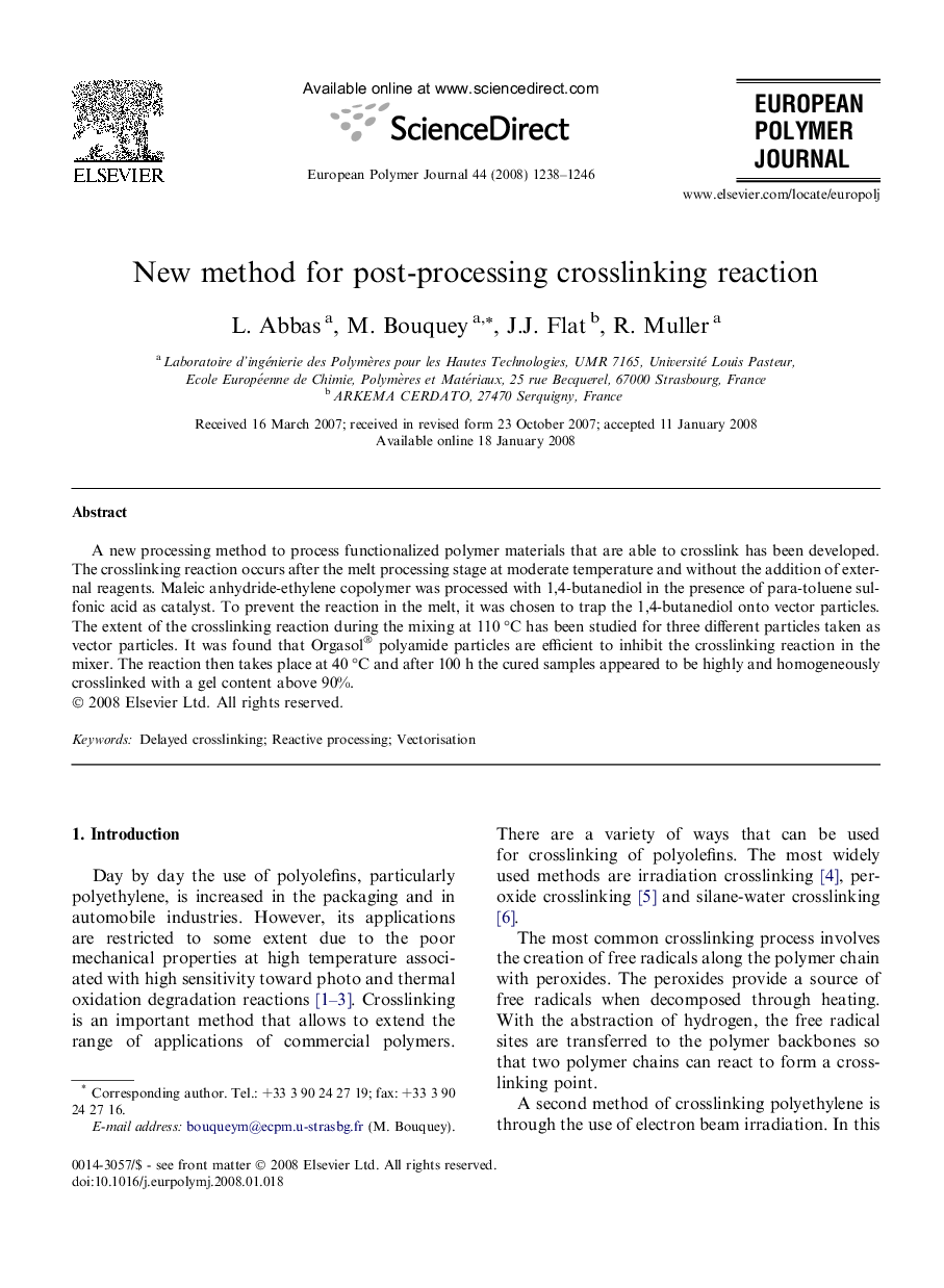 New method for post-processing crosslinking reaction