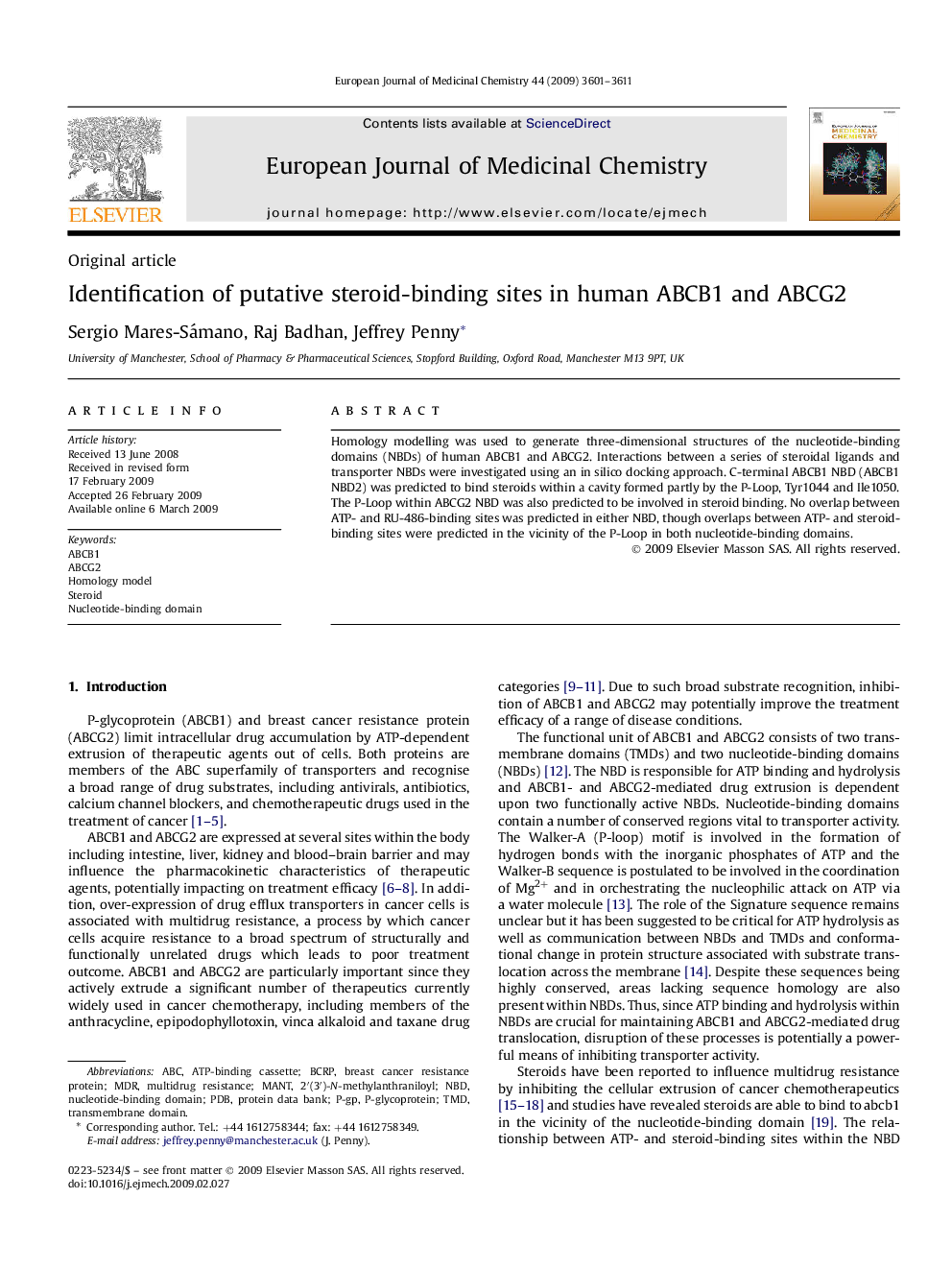 Identification of putative steroid-binding sites in human ABCB1 and ABCG2