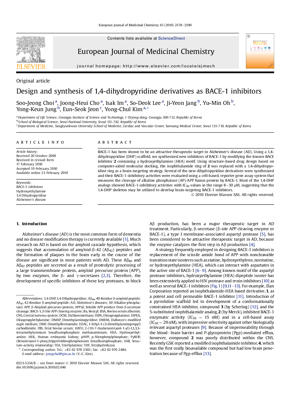 Design and synthesis of 1,4-dihydropyridine derivatives as BACE-1 inhibitors