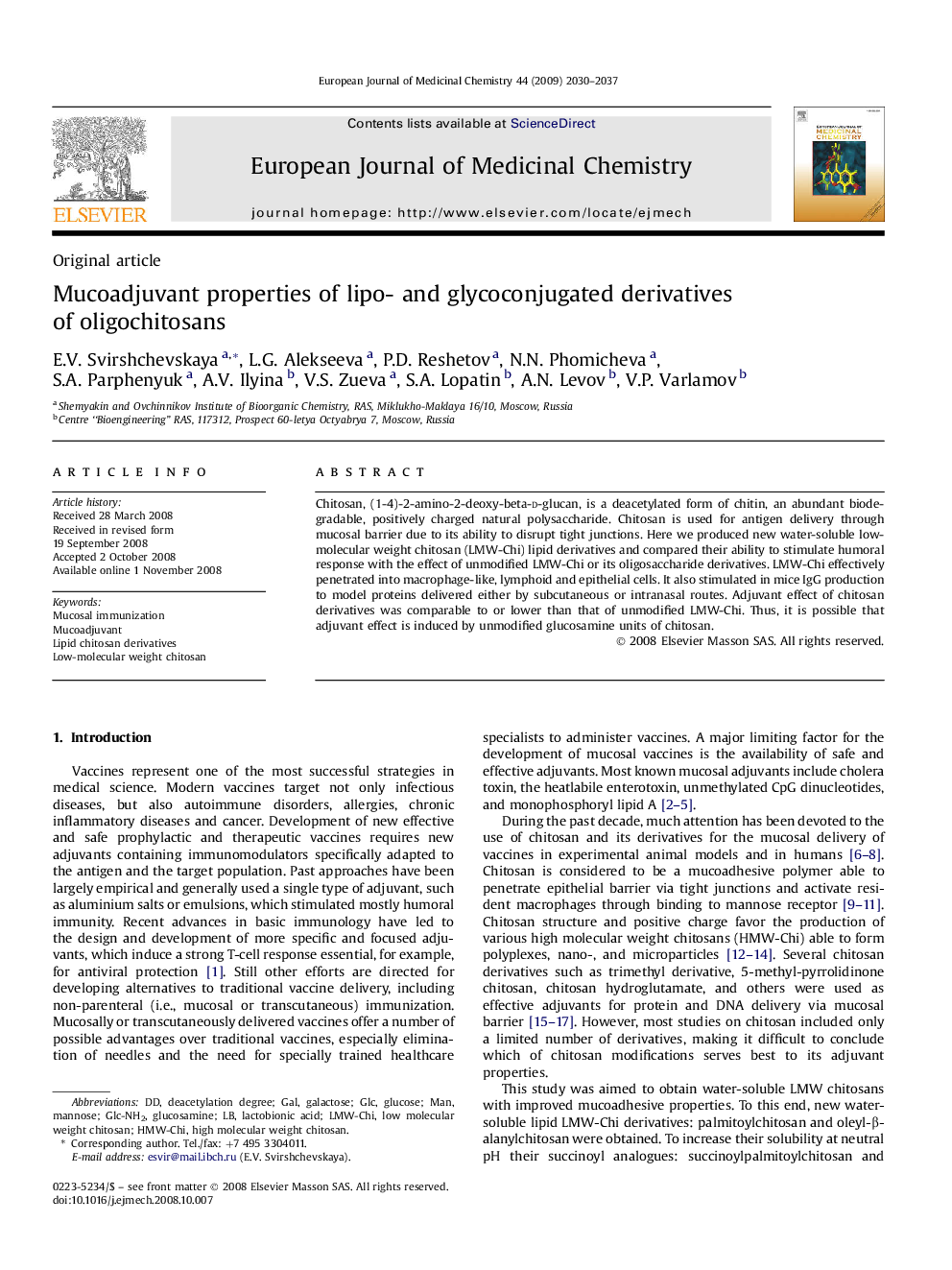 Mucoadjuvant properties of lipo- and glycoconjugated derivatives of oligochitosans