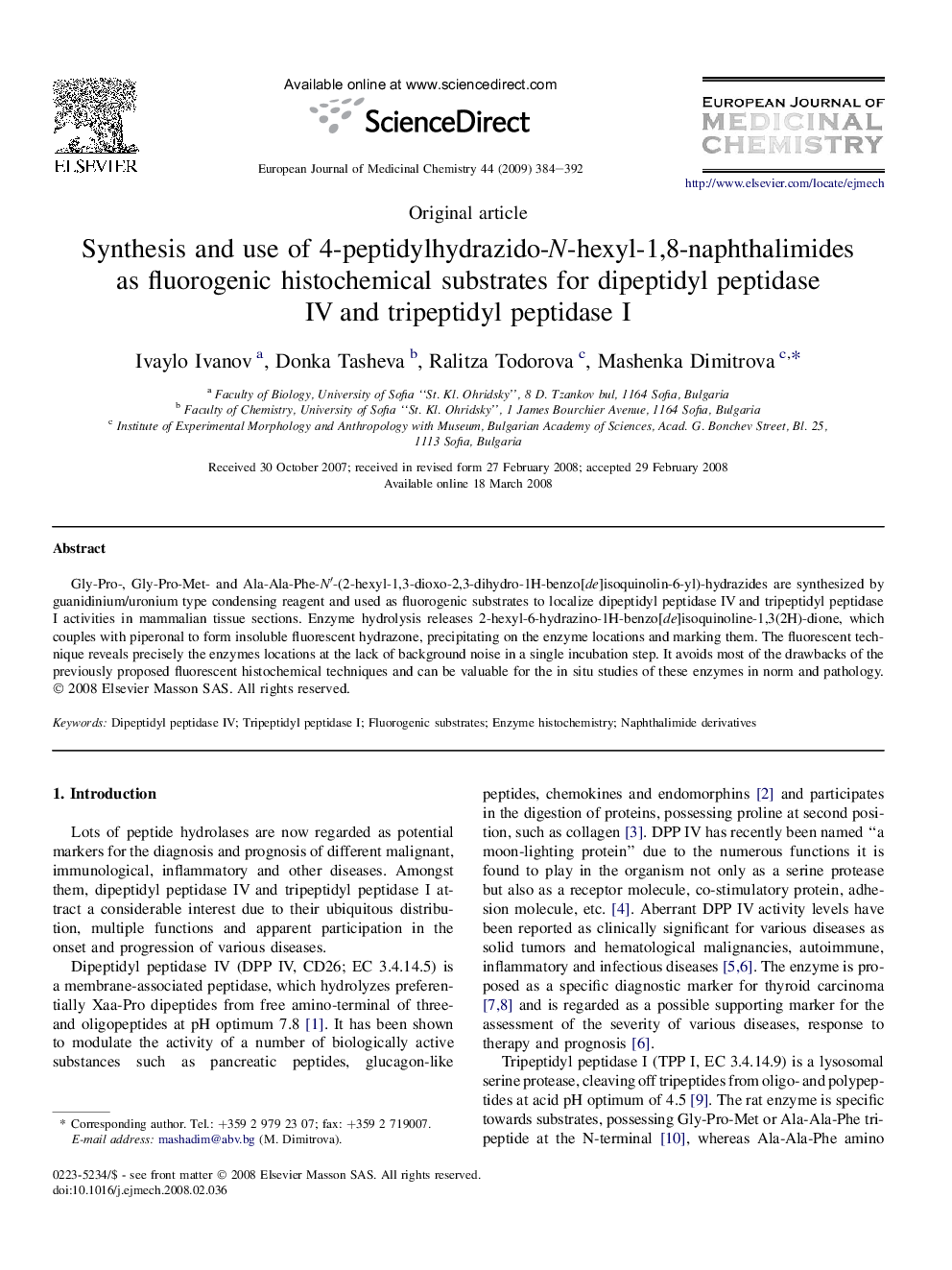 Synthesis and use of 4-peptidylhydrazido-N-hexyl-1,8-naphthalimides as fluorogenic histochemical substrates for dipeptidyl peptidase IV and tripeptidyl peptidase I