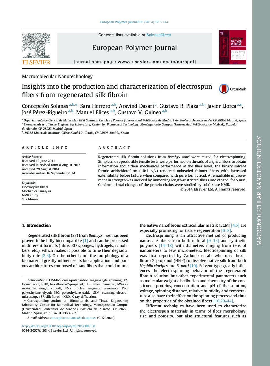 Insights into the production and characterization of electrospun fibers from regenerated silk fibroin