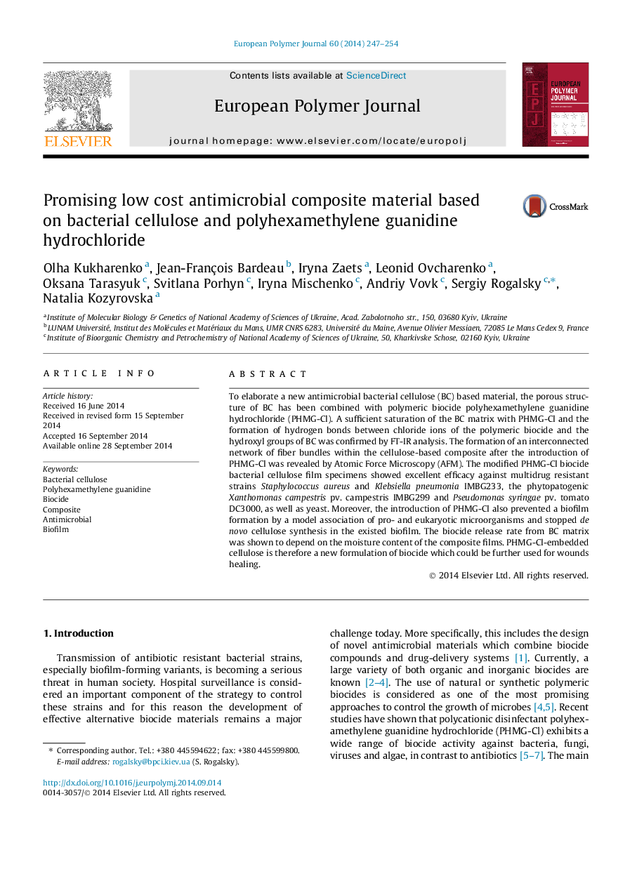 Promising low cost antimicrobial composite material based on bacterial cellulose and polyhexamethylene guanidine hydrochloride