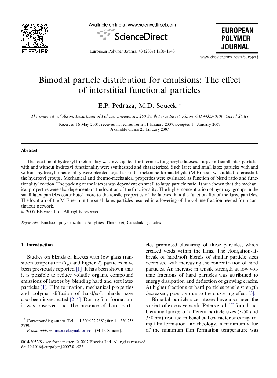 Bimodal particle distribution for emulsions: The effect of interstitial functional particles