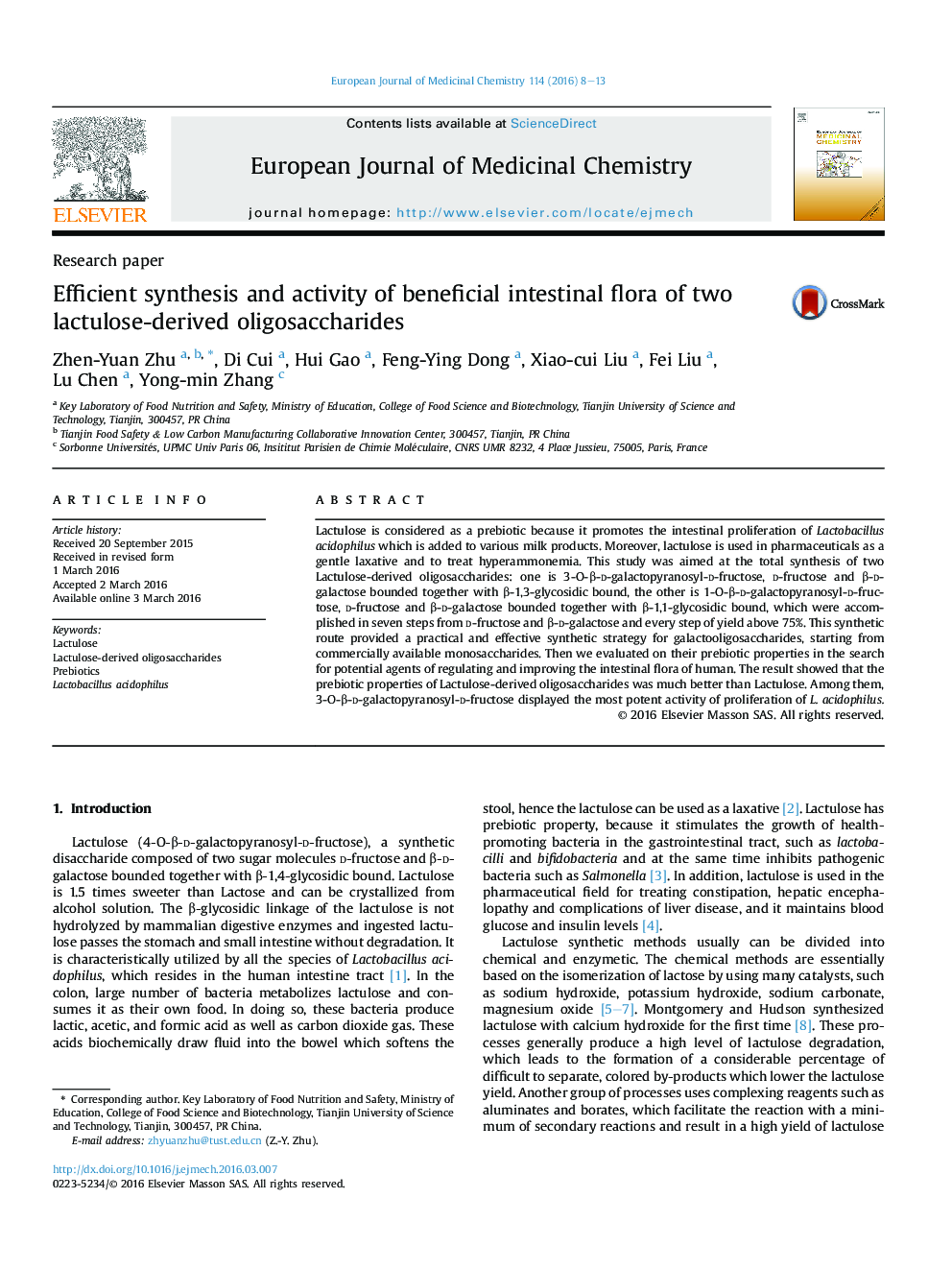 Efficient synthesis and activity of beneficial intestinal flora of two lactulose-derived oligosaccharides