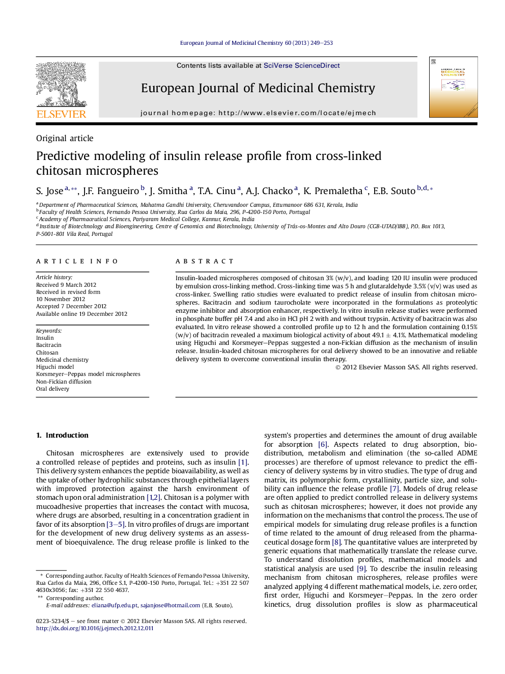 Predictive modeling of insulin release profile from cross-linked chitosan microspheres