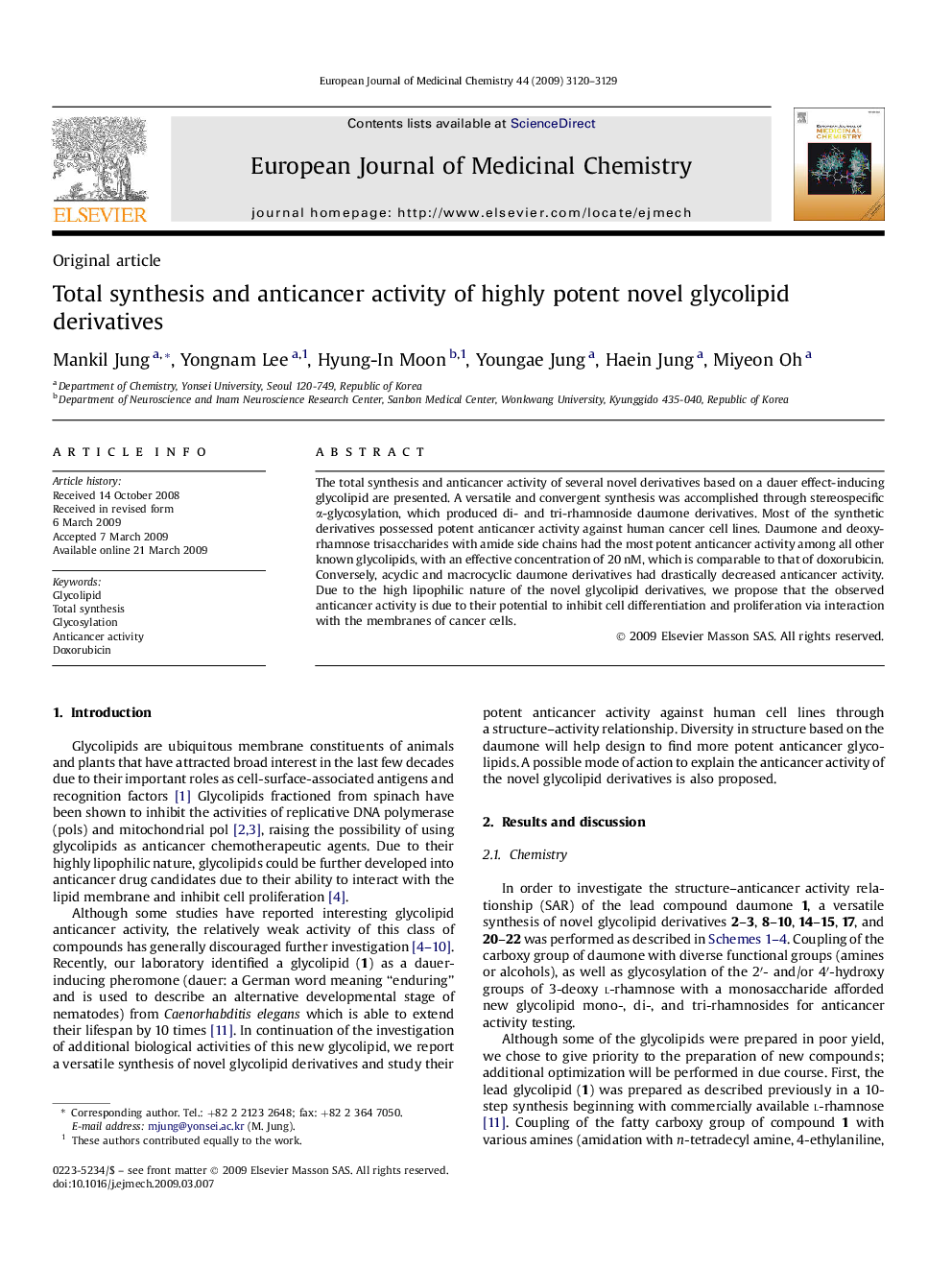 Total synthesis and anticancer activity of highly potent novel glycolipid derivatives