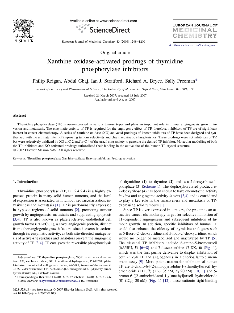 Xanthine oxidase-activated prodrugs of thymidine phosphorylase inhibitors