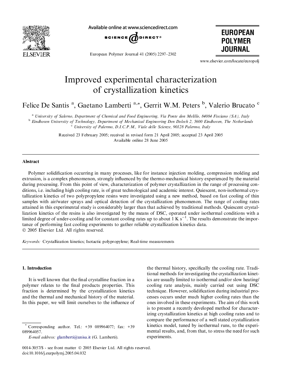 Improved experimental characterization of crystallization kinetics