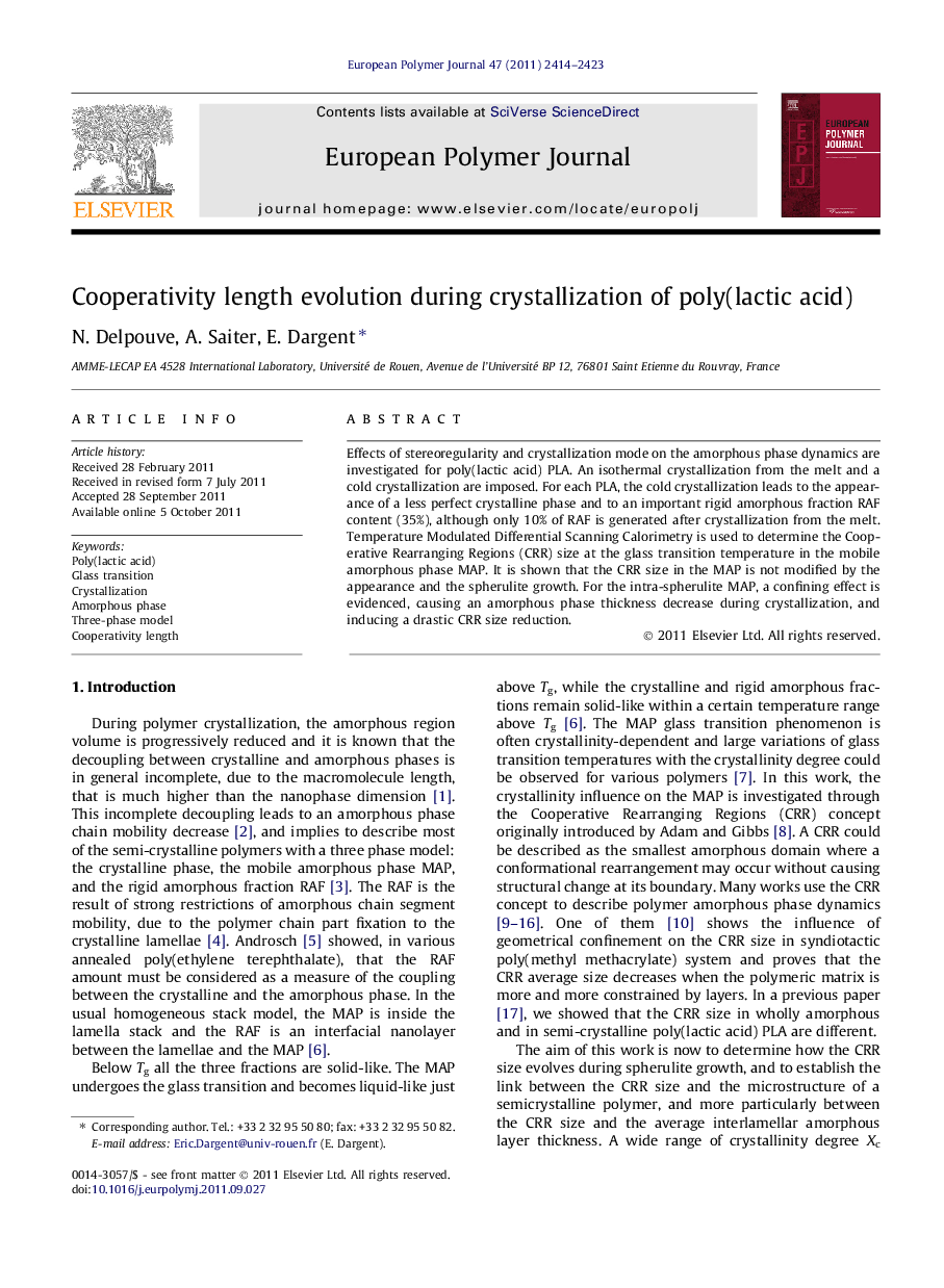 Cooperativity length evolution during crystallization of poly(lactic acid)