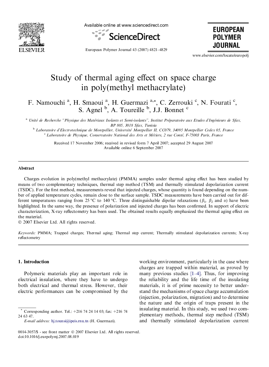 Study of thermal aging effect on space charge in poly(methyl methacrylate)